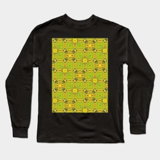 Pea Green Square and Purple Cross Shaped Pattern - WelshDesignsTP004 Long Sleeve T-Shirt